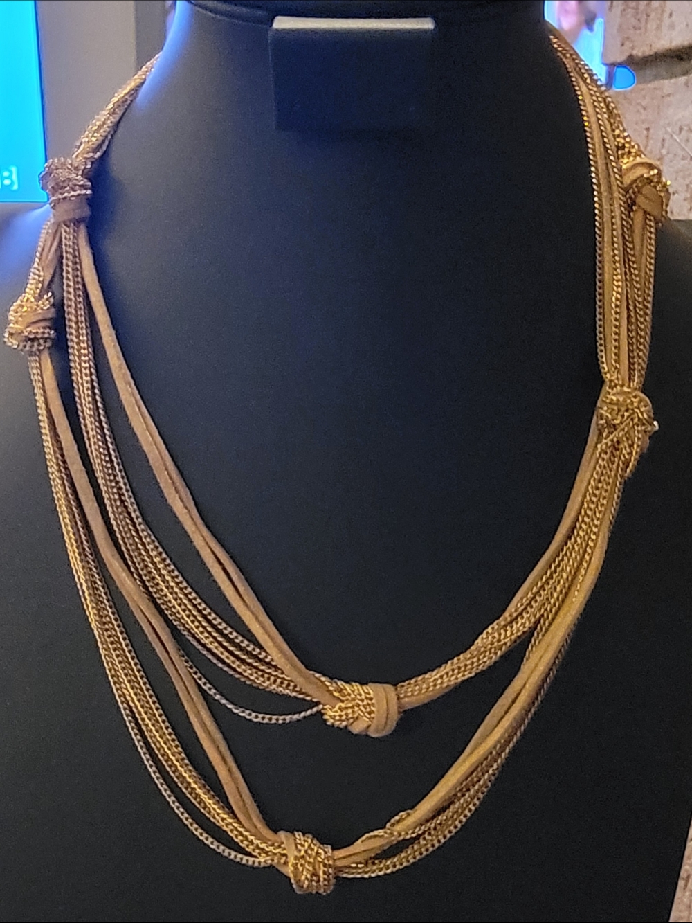 Source Unknown Gold Multi-Strand Knot Necklace